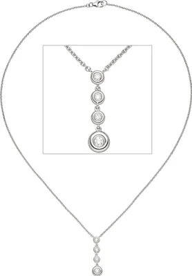Produktbild von JOBO Collier Kette mit Anhänger 585 Gold Weißgold 4 Diamanten Brillanten 43 cm