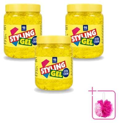 Zdjęcie produktu dla 3 sztuki żelu do stylizacji włosów Hegron, bardzo mocny, pojemność 500 ml, zestaw ekonomiczny