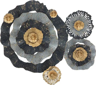 Image de décoration murale 3D en métal multicolore avec motif floral Otos
