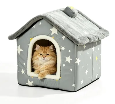 Productafbeelding van Winterbestendig hondenhok met pluche kussen, 46 x 37 x 42 cm