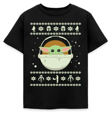 Produktbild von Star Wars: Mandalorian Grogu Weihnachten Kinder T-Shirt, 110/116 (5-6 Jahre), Schwarz