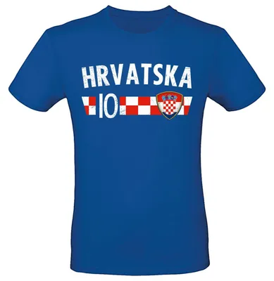 Produktbild von Kroatien T Shirt Herren Damen Uni – Hrvatska Croatia Fahne – EM WM Fußball Fan Shirt Nationalflagge Motiv wählen: Kroatien mit 10 Shirt Größe wählen: L