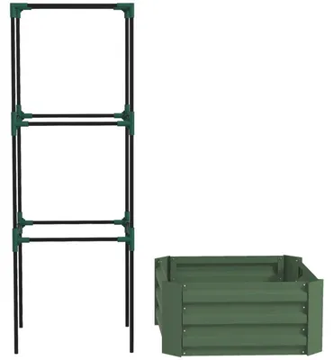 Image de Jardin surélevé avec étagère pour tomates | Couleur : Vert | Dimensions : 61 x 61 x 140 cm
