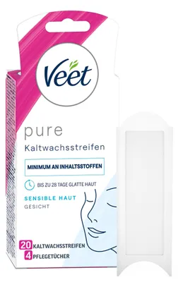 Image de Veet bandes de cire froide visage peau sensible 20 pièces