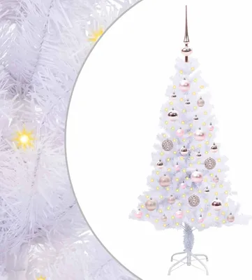 Image de Sapin de Noël artificiel avec 150 LED Blanc 120 cm PVC et Acier