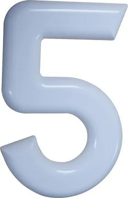 Produktbild von Alpertec Hausnummer Ziffer 5 aus Nylon, weiß, 160 mm Höhe, witterungsbeständig