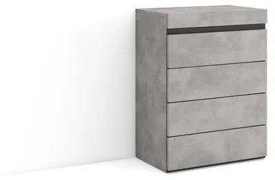 Kommode mit 4 Schubladen, 57x75x35 cm, Zement-Optik