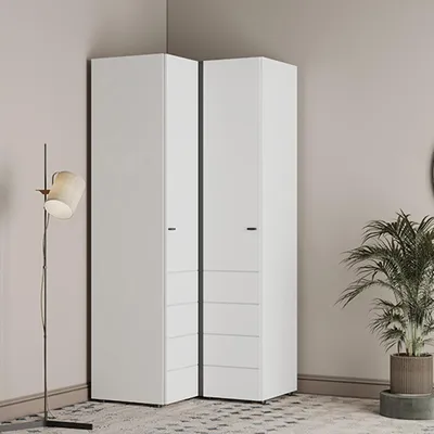 Image de Armoire - 2 Portes, 95x208h cm Blanc Mat, 4 Tablettes