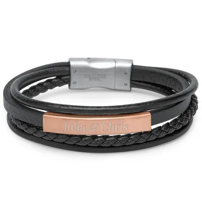Produktbild von Kunstlederarmband 4 Strähnen roségold