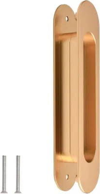 Immagine prodotto di Set di maniglie per porte in alluminio - 2 pezzi - Finitura champagne - Modello moderno a doppia faccia - Per armadi, porte scorrevoli, mobili.