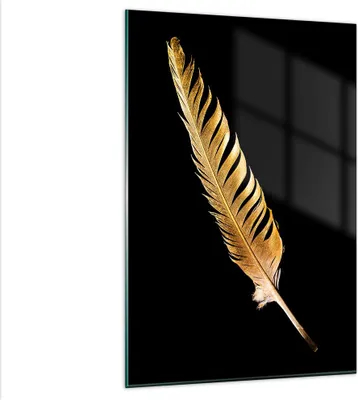 Produktbild von Bilder auf glas - Einteilig - Golden Feder Schwarz - 80x120cm - Glasbilder - Wandbilder - Bilder - zum Aufhängen bereit - Wanddekoration aus Glas - Glas Bilder - Wandbild auf Glas - GPA80x120-4887