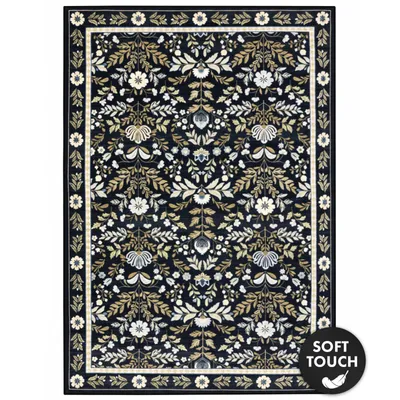 Produktbild von Floordirekt Teppich Aristo, klassischer Kurzflor Wohnteppich mit Blumen-Blattmuster, rutschfeste Rückseite, pflegeleicht, für alle Räume, 160x230 cm