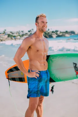 Produktbild von GUGGEN MOUNTAIN Badehose für Herren Schnelltrocknende Badeshorts Style-4 mit Kordelzug Beachshorts Boardshorts Schwimmhose Männer kariert verschiedene Farben Farbe Blau XL