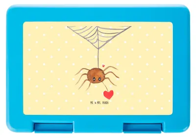 Produktbild von Mr. & Mrs. Panda Bentobox Spinne Agathe Liebe - Gelb Pastell - Geschenk, Liebesgeschenk, Lunchbox, Snackdose, Bento Box, Liebesbeweis, Verliebt, Kinderbrotdose, Snackbox