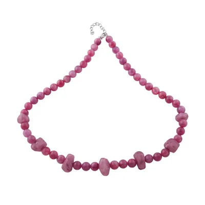 Produktbild von Kette 10mm Perle Kunststoff lila-weiß-rot-marmoriert mit verschiedenen unrunden Perlen 55cm