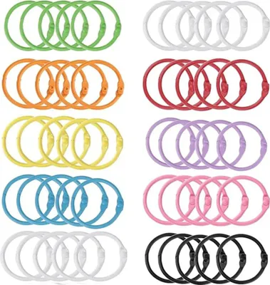 Produktbild von Buchringe 50 Stück Buchbinderinge Metall Bunt Loseblatt Verbinder Binder Ringe,30mm Schlüsselringe Ring Binder für Scrapbook Fotoalbum Büro, Schule oder Zuhause