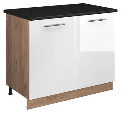 Obrázok produktu pre Spodná skrinka pod drez Vicco Fame-Line Biely vysoký lesk/Dub Goldkraft 100 cm, AP Antracit, Model 61974