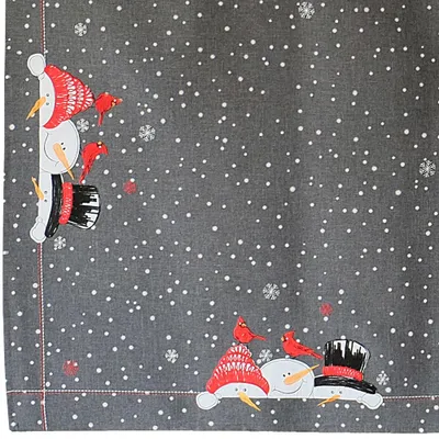 Produktbild von Tischdecke ALICIA Schneemänner Stick Polyester grau 85 x 85 cm