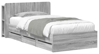Produktbild von vidaXL Bettgestell mit Stauraum Grau Sonoma 90 x 200 cm Holzwerkstoff