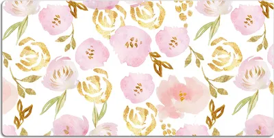 Produktbild von Schreibtischmatte Tischunterlage 90x45 cm Mauspad - Pinke Blumen