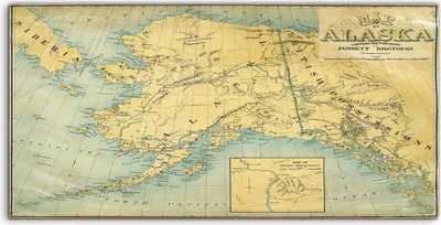 Produktbild von Coloray - Glasbild - 120x60 cm - Wandbild - Glasbilder - Alte Karte von Alaska Vintage Poster