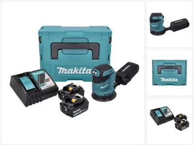 Obrázek produktu pro Akumulátorová náhodná orbitální bruska Makita DBO 180 RGJ 18 V 125 mm + 2x akumulátor 6,0 Ah + nabíječka + Makpac