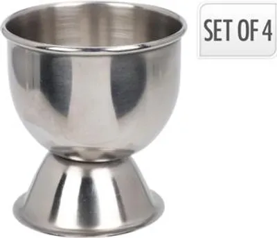 Produktbild von Eierbecher Set 4 Stück Edelstahl Silber, klassischer Eierhalter 5,2 cm fürs Frühstück