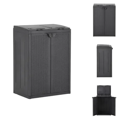 Image de vidaXL Poubelle à 2 compartiments, noire, 65 x 45 x 88 cm, PP -  Poubelles et bacs à ordures