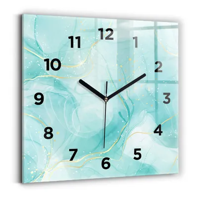 Obrázok produktu pre Wallfluent Hodiny - Sklenené Nástenné Hodiny - Tichý Quartz Strojček - Nástenná Dekorácia Spálňa Kuchyň - Čierna Ruky - 30x30 cm - Abstraktný mramor
