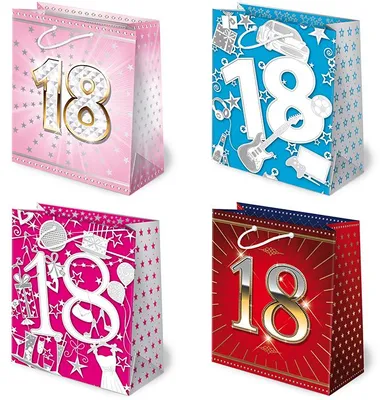 Immagine prodotto di PAW S.C. - Sacchetti regalo per i 18 anni, 10 pezzi, 33x25,5x10 cm