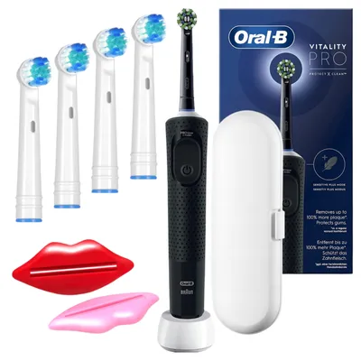 Produktbild von Oral-B | Elektrische Zahnbürste - Vitality Pro D103 - Schwarz - 4 Ersatzköpfe - Professionelle Reinigung