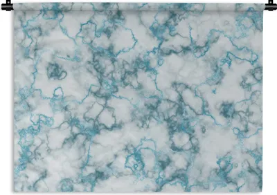 Produktbild von MuchoWow® Wandteppich Wandbehang Marmor - Blau - Weiß 90x67.5 cm Tapisserie Dekoration Wandtuch - Fototeppich - Wand-Skulpturen