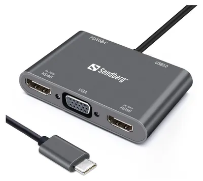 Produktbild von Sandberg USB-C Dock 2xHDMI+1xVGA+USB+PD