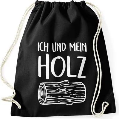 Produktbild von Turnbeutel Ich und mein Holz Spruch Moonworks® schwarz unisize