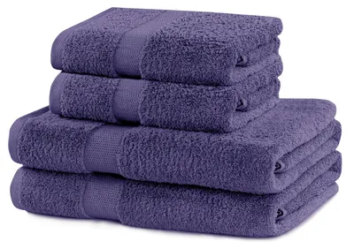 Obrázek produktu pro Sada ručníků, fialová, 2 ks 70 × 140 + 2 ks 50 × 100, DecoKing