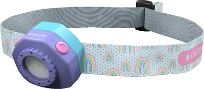 Produktbild von Ledlenser KIDLED4R Kinder Stirnlampe Lila, 3 Farbmodi (Rot, Blau, Weiß), Blinkfunktion, wiederaufladbar, Clip