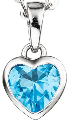 Produktbild von Anhänger Herz Herzchen mit Kristall blau hellblau 925 Silber Halsschmuck Kinder