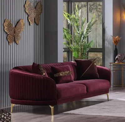 Productafbeelding van Moderne, luxe driezitsbanken voor de woonkamer. Beklede meubels, stoffen bank, fluweelbank
