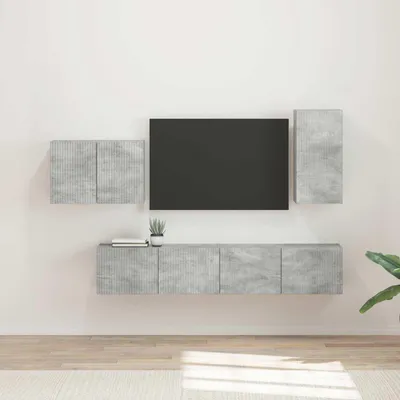 Produktbild von "Schlussverkauf" TV-Wandregal-Set Wandmontiert - 4 Stück - WohnzimmerTV-Möbel/TV-Tisch - Beton Grau Holzwerkstoff  C14313