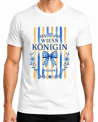 Productafbeelding van Wiesn Königin 2026, sjaal, bloemenprint, traditionele kleding, blouse, lederen broek, heren, T-shirt, wit, maat L