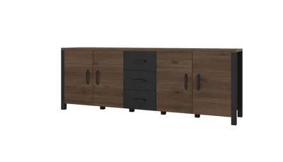 Zdjęcie produktu dla Komoda OLIN Szerokość 220 cm Orzech Okapi / czarny Helvetia Meble 24OKJC25