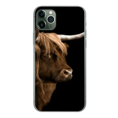 Produktbild von MuchoWow® Handyhülle Schutzhülle Hülle für iPhone 11 Pro Max Schottischer Highlander - Kuh - Schwarz Silikon Softcase Handy Hülle - Schutz