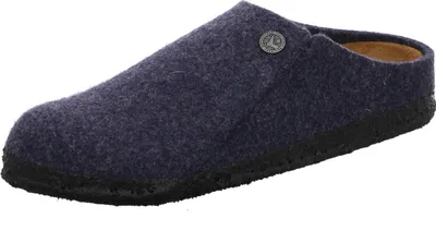 A single blue slipper on a white background.