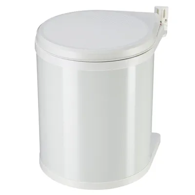 Produktbild von Hailo CompactBox M Abfallsammler - Einbau Swing Mülleimer aus Stahlblech, Farbe weiss für Küche und Bad - 15 Liter Küchenabfalleimer mit herausnehmbarem Inneneimer