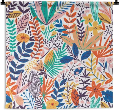 Produktbild von MuchoWow® Wandteppich Wandbehang Sommer - Pflanzen - Blumen - Blätter 150x150 cm Tapisserie Dekoration Wandtuch - Wohnaccessoires - Modernes