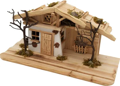 Produktbild von Holzhaus 45 x 22 cm Holz Haus Krippe Landhaus