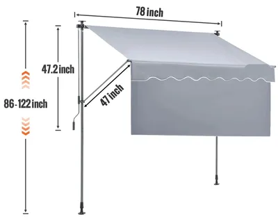 Zdjęcie produktu dla Markiza balkonowa - osłona przeciwsłoneczna - markiza balkonowa - osłona przeciwsłoneczna - ręcznie wysuwana - 198x120 cm