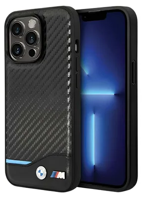 Obrázek produktu pro BMW Leather Carbon Blue Line - pouzdro pro iPhone 13 Pro (černé)