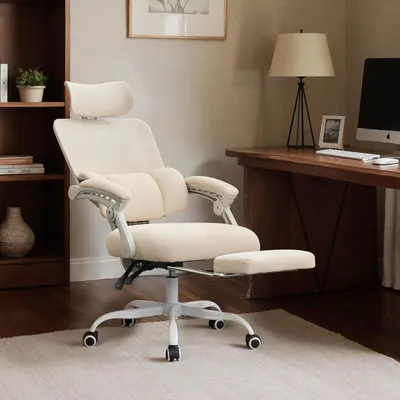 Zdjęcie produktu dla Ergonomiczne krzesło biurowe - Krzesło biurowe z podnóżkiem - Krzesło obrotowe - Krzesło do pracy w domu - Krzesło do biurka