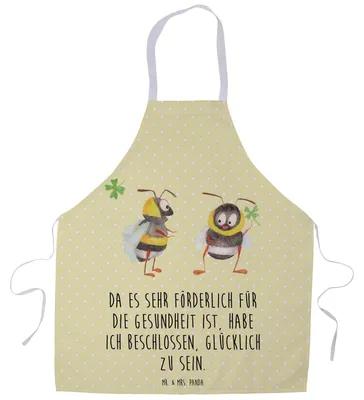 Produktbild von Mr. & Mrs. Panda Schürze Hummeln Kleeblatt - Gelb Pastell - Geschenk, Lustige Sprüche, Hummel, Biene, Kellnerschürze, Küchenzubehör, Kochkleidung, glücklich Werden, sein
